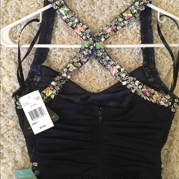 Navy Prom Dress size 1 - Picture 4 of 5
